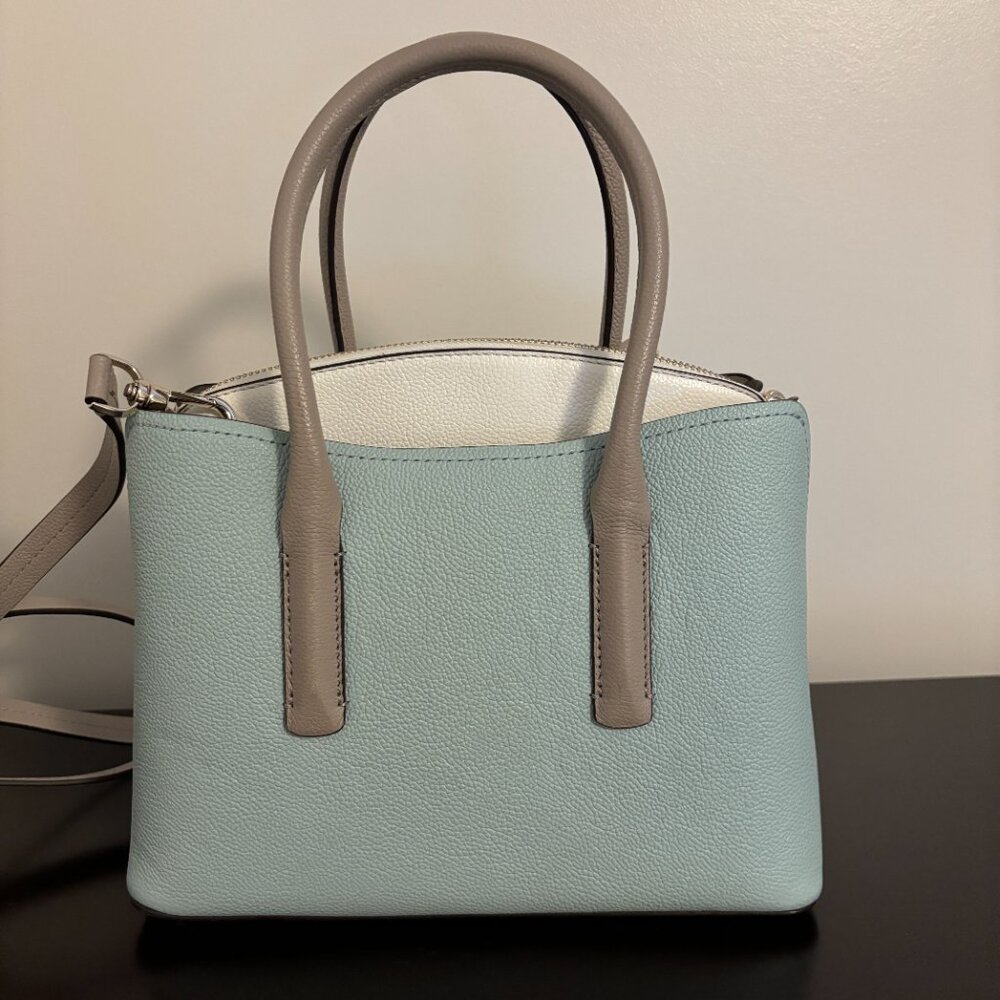 Kate Spade Medium Margaux Gray Blue White Leather Satchel - Picture 4 of 11